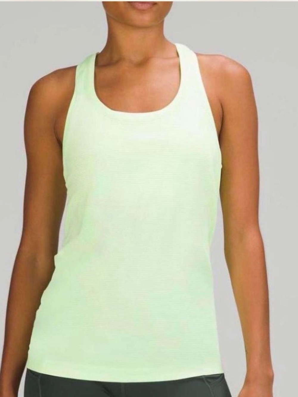 Lululemon Swiftly Tech waist length neon green tank top